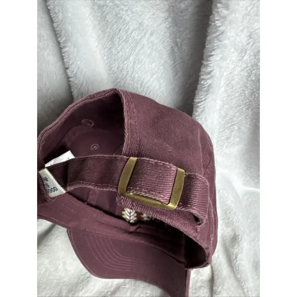 Life Is Good Brown Baseball Cap Embroidered Fall Leaves Cotton Adjustable